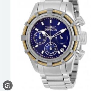 Invicta Ladies Silver Bracelet Watch with Blue Dial and Gold Accents